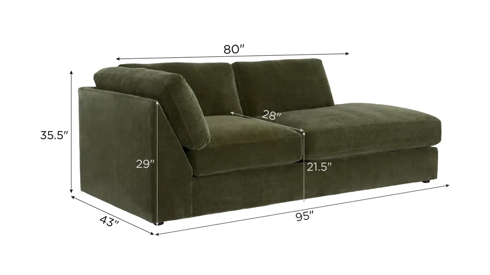 Everest Right Arm Facing Armless Chaise Dimensions