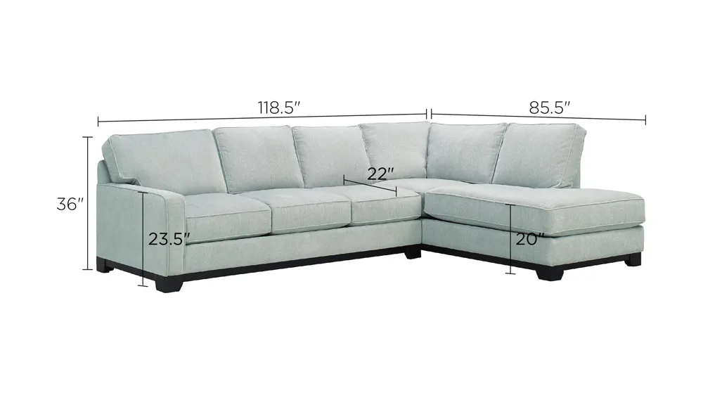Arlo 2-pc. Sectional Sofa Dimensions