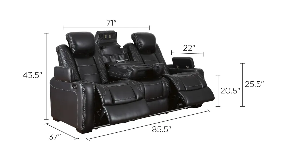 Dalyn Power-Reclining Sofa w/ Power Headrest Dimensions