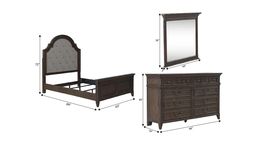 Paradise Valley 3-pc. Bedroom Set Dimensions