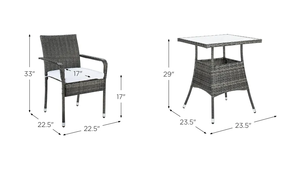 Del Bistro Set Dimensions