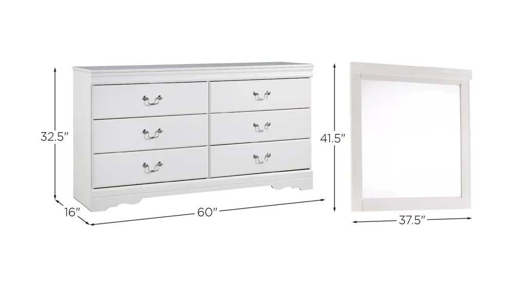 Anarasia Dresser and Mirror Set Dimensions