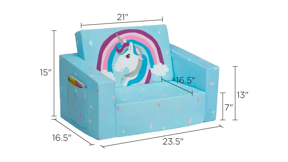 Cozee Flip Out Kids Chair by Delta Children Dimensions