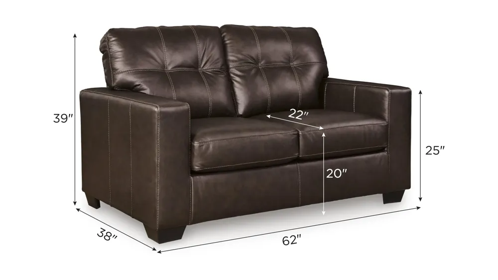 Arvell Leather Loveseat Dimensions