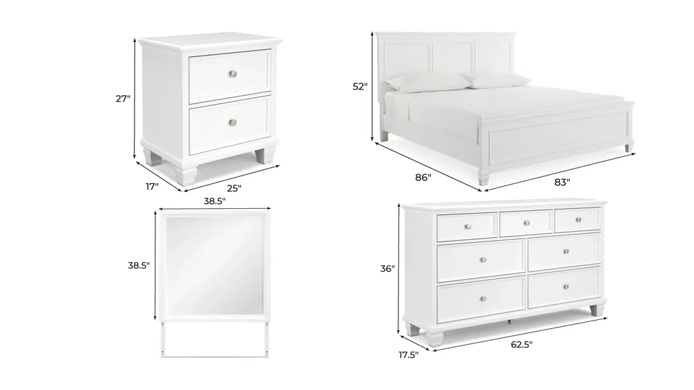 Reed 4-pc. Panel Bedroom Set Dimensions