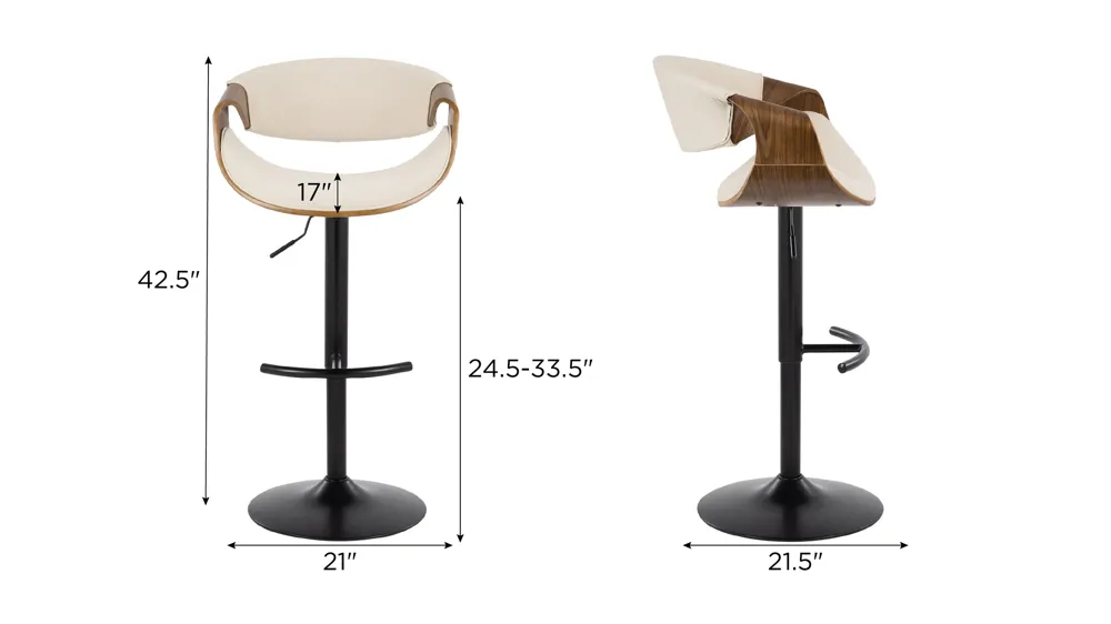 Curvo Adjustable Barstool - Set of 2 Dimensions