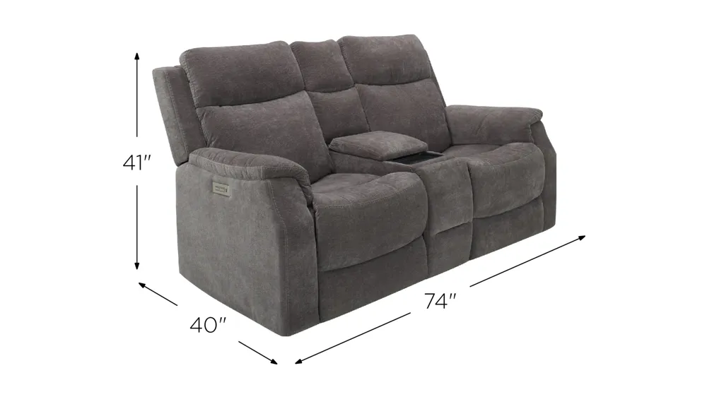 Bromway Power Layflat Console Loveseat w/ Power Headrest Dimensions