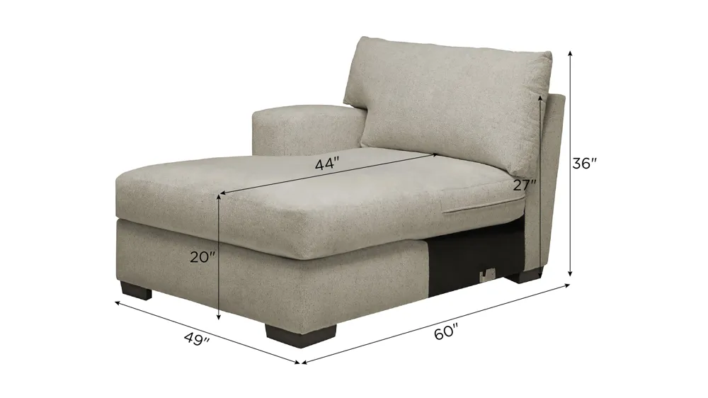 Haley Left Arm Facing Chaise Dimensions