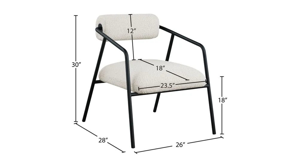 Carly Boucle Fabric Accent Chair Dimensions