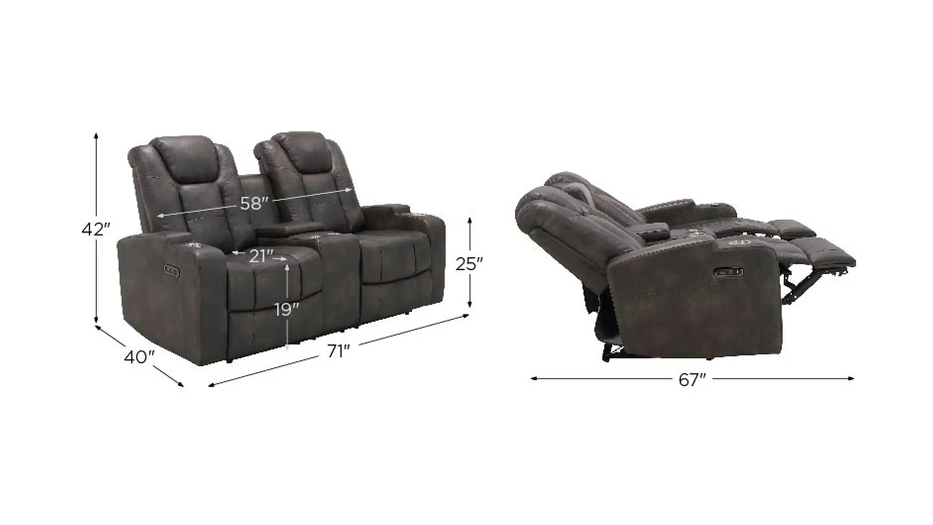 Matera Power Console Loveseat | Raymour & Flanigan