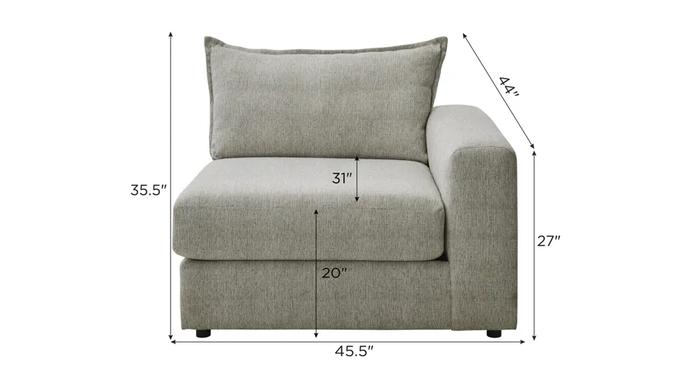 Durango Right-Arm-Facing Chair Dimensions