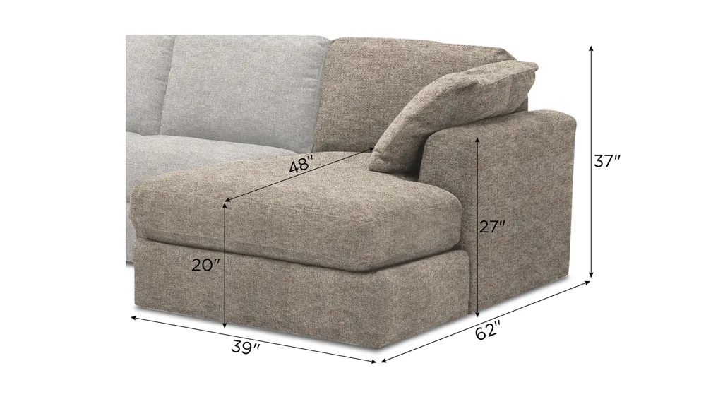 Nappily Right Arm Facing Chaise Dimensions