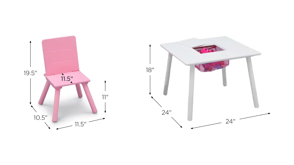 Table and Two Chair Set with Storage by Delta Children Dimensions