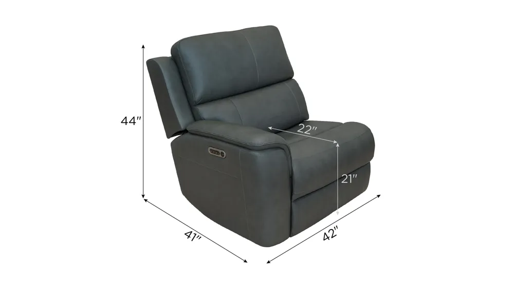 Henrick Triple Power Leather Left Arm Facing Recliner Dimensions