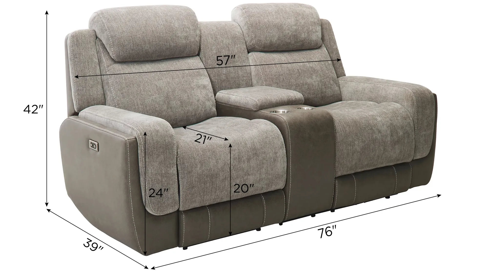 Novah Zero Gravity Power Console Loveseat w Power Headrest Raymour Flanigan