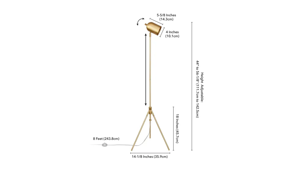 Marissa Tripod Floor Lamp Dimensions