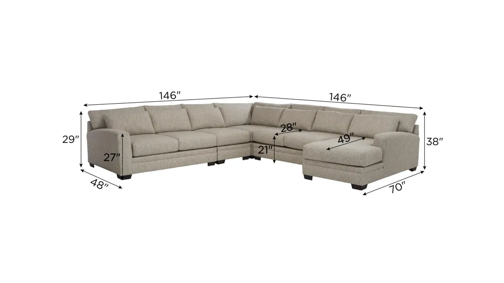 Easton 5-pc. Sectional Dimensions
