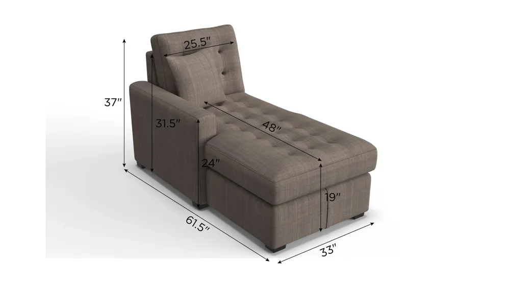 Brynn Left Arm Facing Chaise W/Storage Dimensions