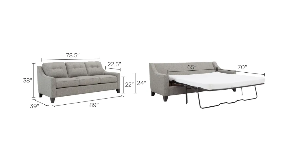 Carmine Queen Sleeper Sofa Dimensions