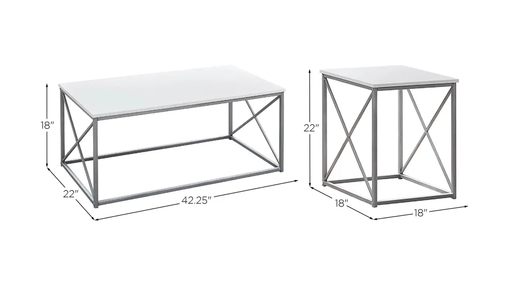 Monarch Specialties 3-pc. Table Set Dimensions
