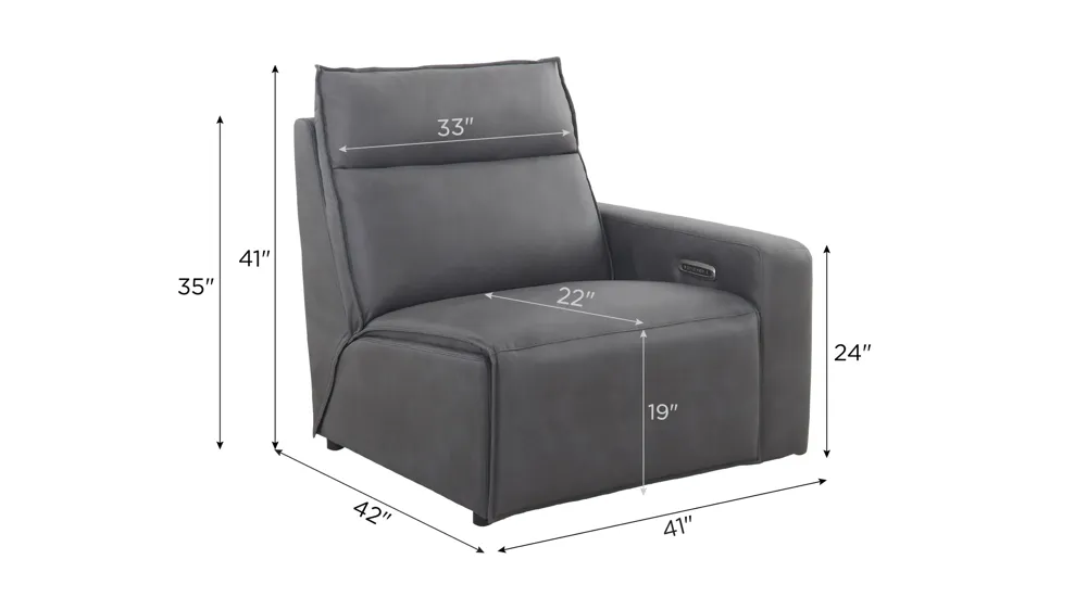 ModularTwo Right Arm Facing Dual Power Recliner Dimensions