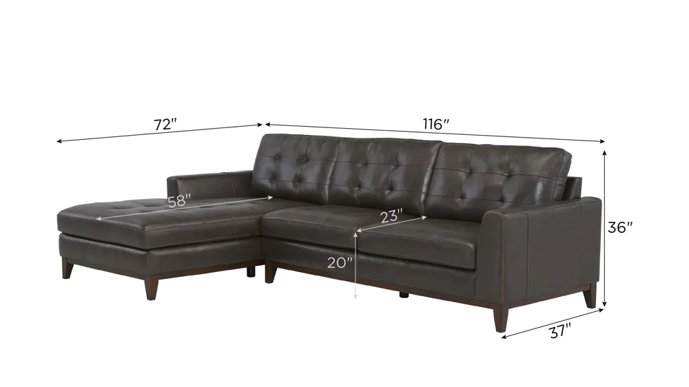 Wheaton Leather 2-pc. Sofa Chaise Dimensions