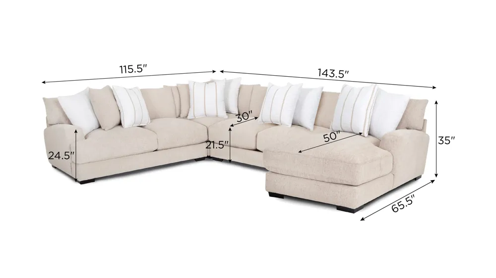 Carter 4-pc. Sectional Dimensions