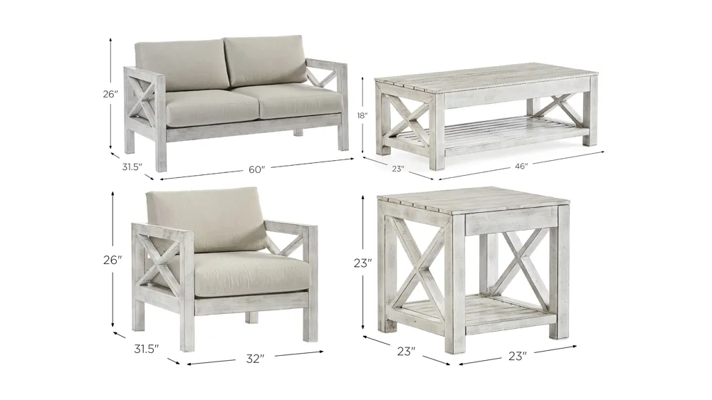 Farlowe 4-pc. Outdoor Living Seating and Table Set Dimensions