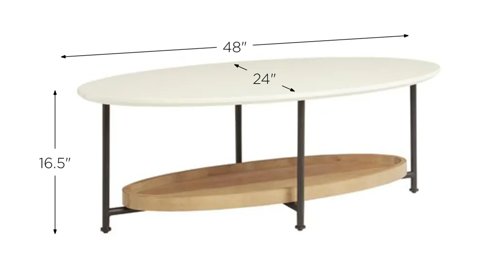 Fentier Oval Coffee Table Dimensions