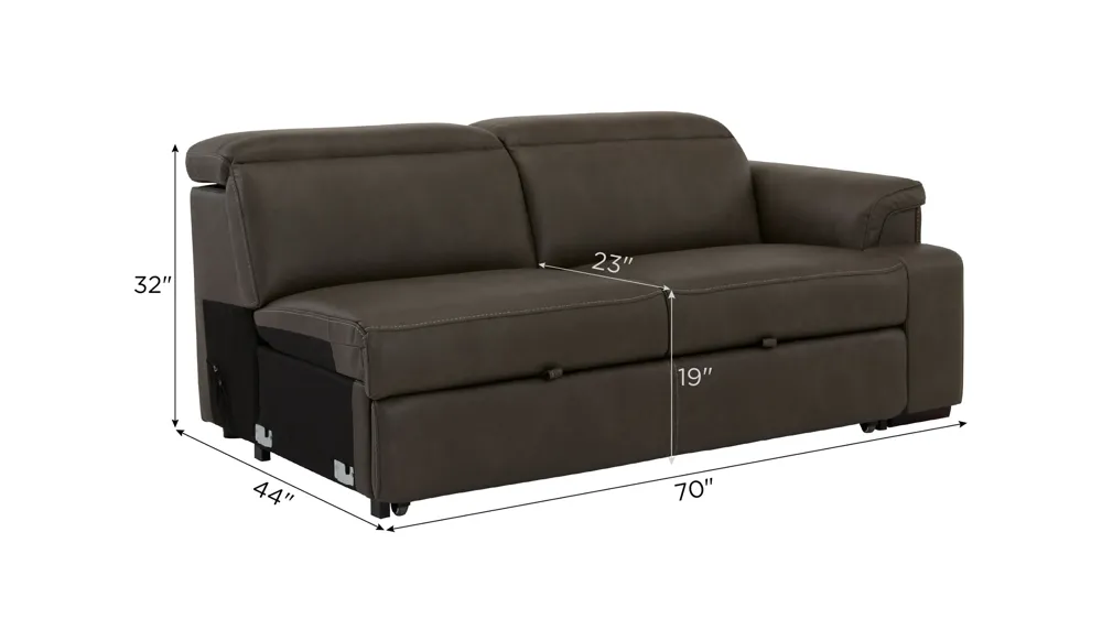 Orion Right Arm Facing Loveseat w/ Pop Up Sleeper and Speaker Headrest Dimensions