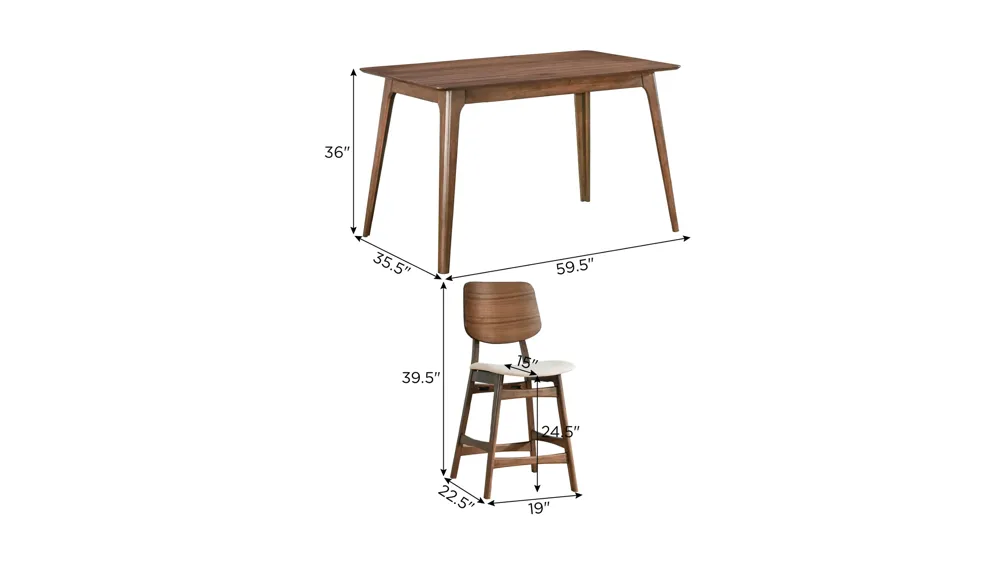 Oscar 5-pc. Counter-Height Dining Set Dimensions