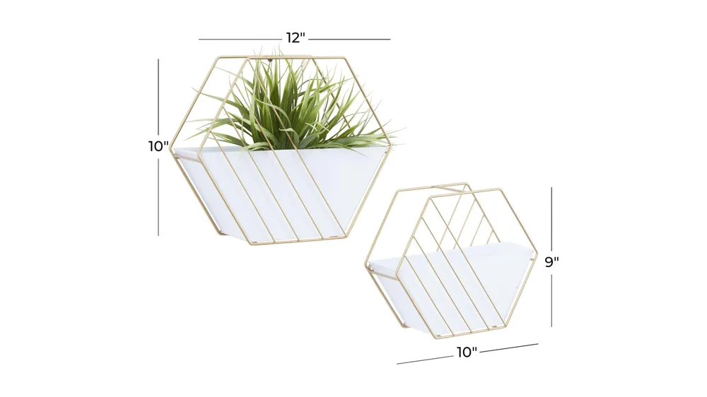 Ivy Collection CosmoLiving by Cosmopolitan White Metal Planter Set of 2 Dimensions