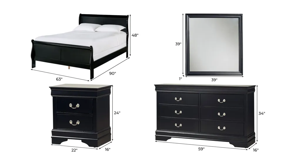 Edina 4-pc. Bedroom Set Dimensions