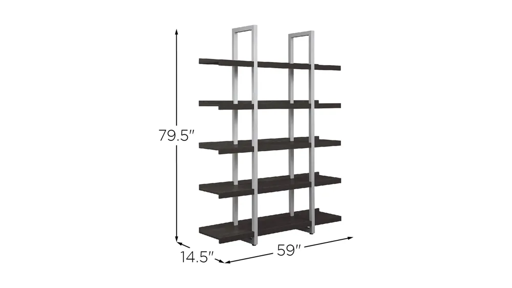 Kristoff Wide 5-Shelf Etagere Bookcase Dimensions