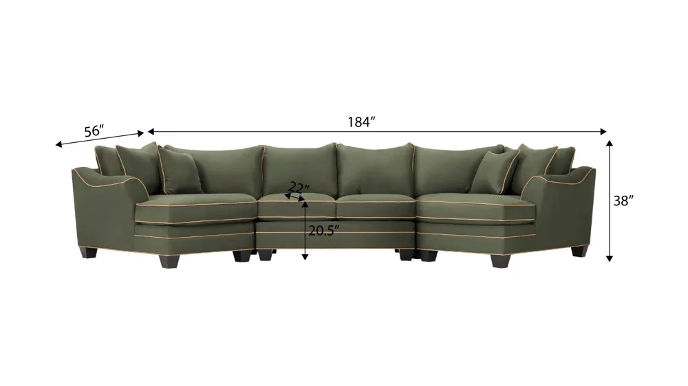 Foresthill 3-pc. Symmetrical Cuddler Sectional Sofa Dimensions