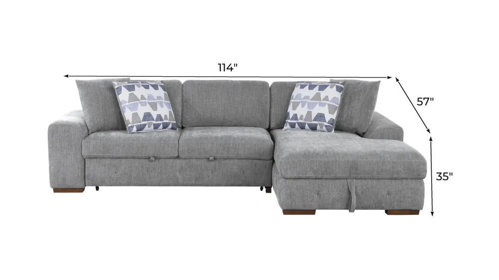 Dolman 2 pc. Sofa Chaise with Pop-Up Sleeper Dimensions