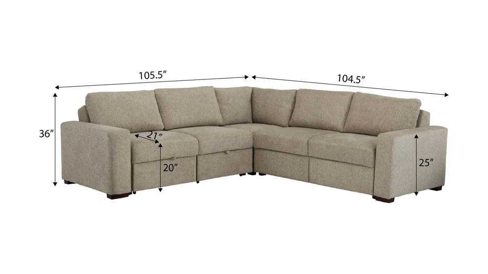Juniper 6-pc. Sectional Dimensions
