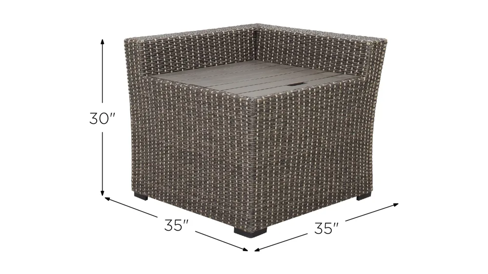 Banyan Corner End Table with Storage Dimensions