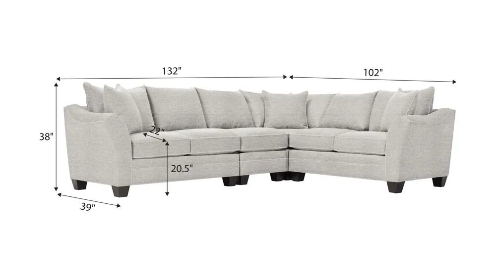 Foresthill 4-pc. Loveseat Sectional Sofa Dimensions