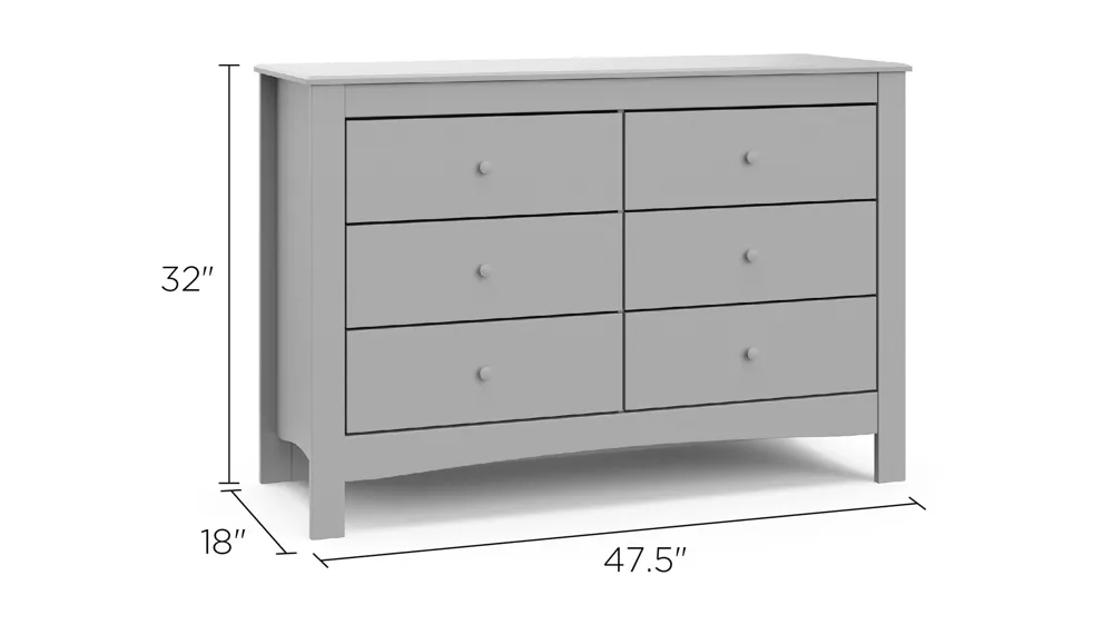Nolan 6-Drawer Dresser Dimensions