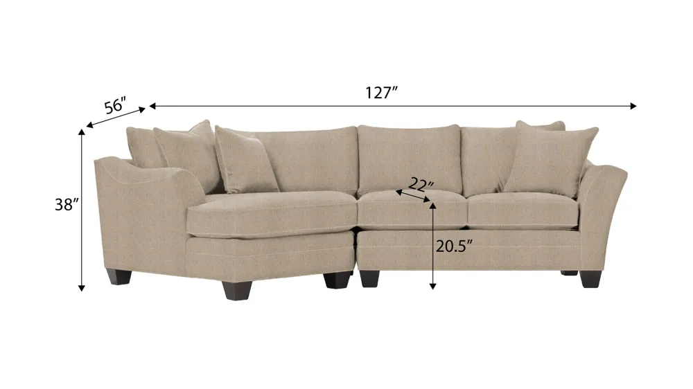 Foresthill 2-pc. Left Hand Cuddler Sectional Sofa Dimensions