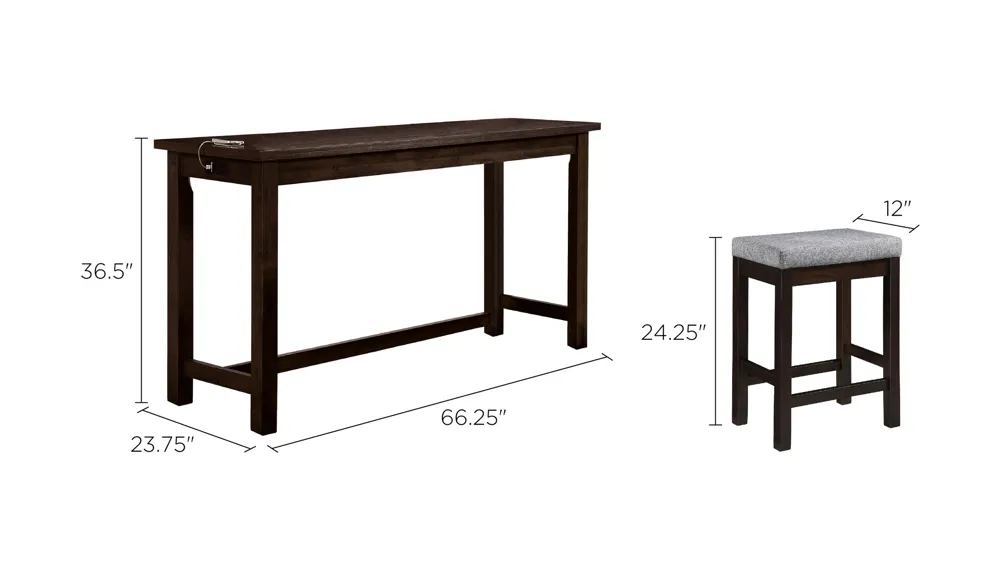 Holders 4-pc. Counter-Height Dining Set W/ Usb Port And Power Outlet Dimensions