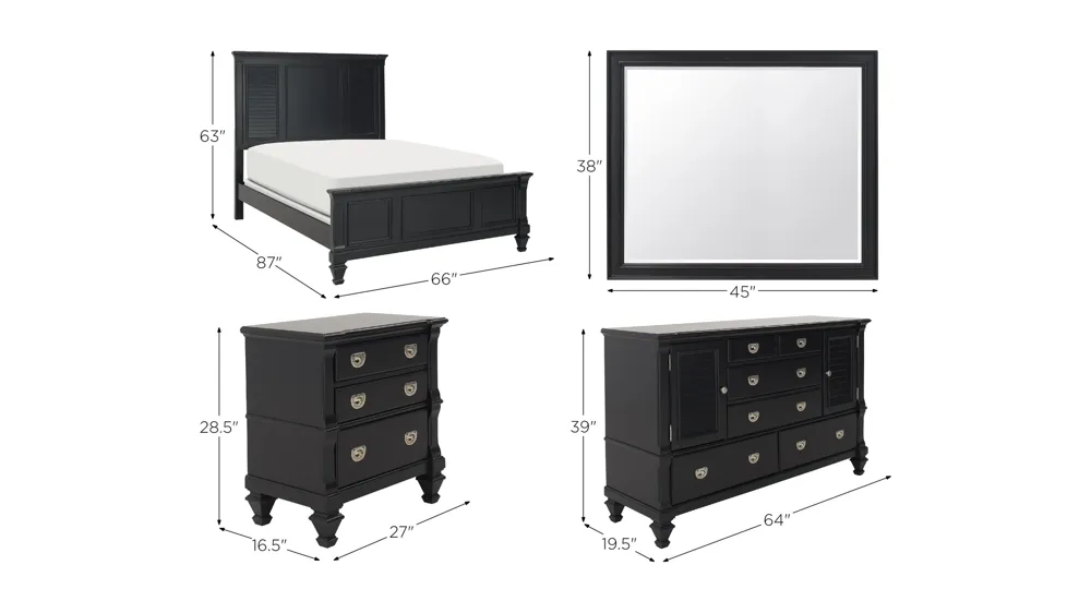Asher 4-pc. Panel Bedroom Set Dimensions