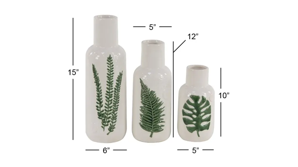 Ivy Collection Ingalls Vase Set of 3 Dimensions