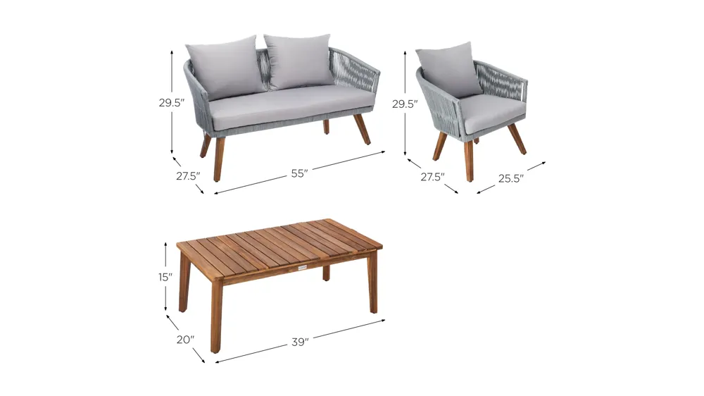 Velso 4-pc. Outdoor Living Set Dimensions