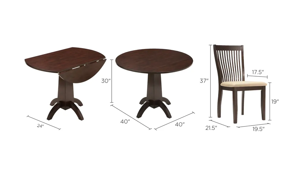 Nevada 3-pc. Dining Set Dimensions