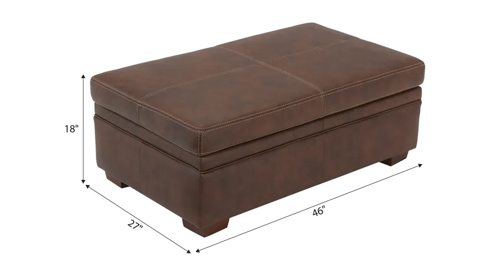 Quinton Leather Storage Ottoman Dimensions