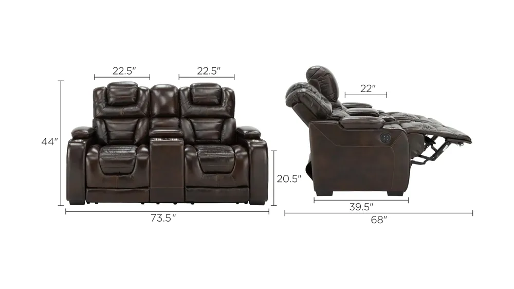 Othello Dual Power Console Loveseat Dimensions