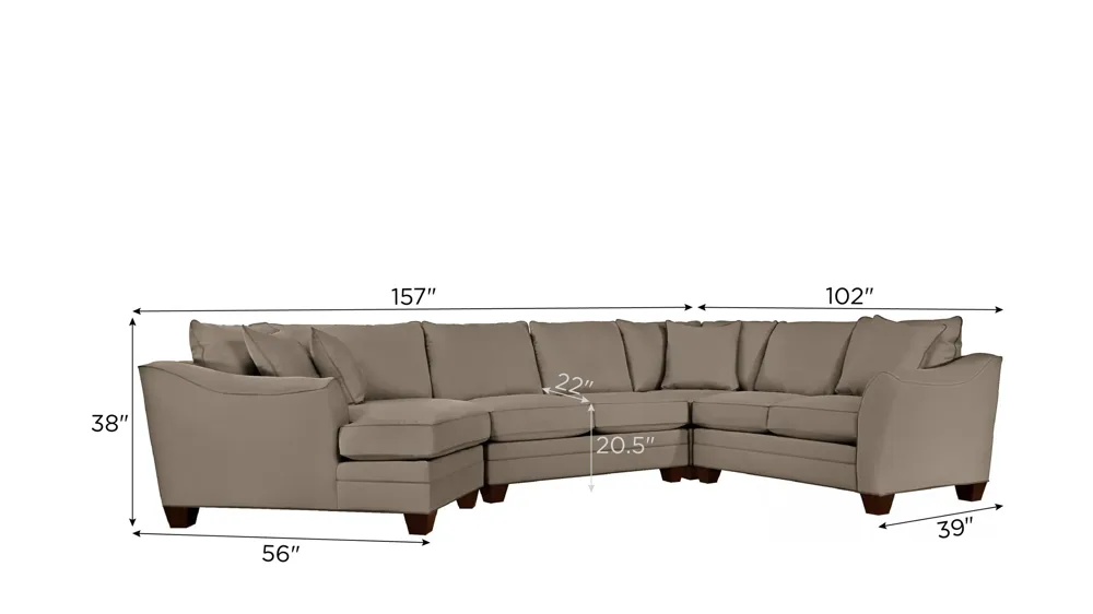 Foresthill 4-pc. Left Hand Cuddler with Loveseat Sectional Sofa Dimensions