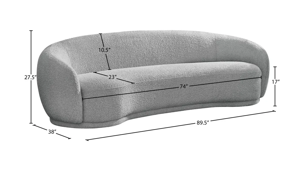 Hyde Boucle Fabric Sofa Dimensions